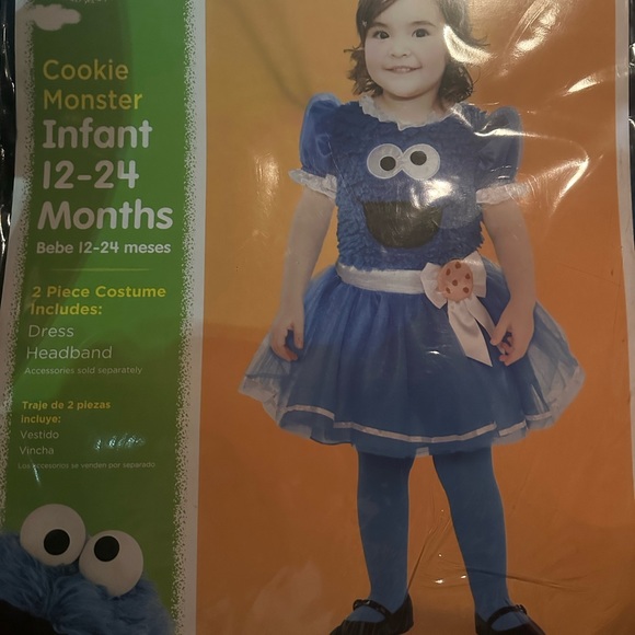 12 24 mo SESAME STREET COOKIE MONSTER COSTUME HALLOWEEN BIRTHDAY - Picture 2 of 5